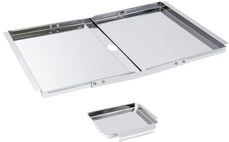 Folpus Bandeja de Grasa para Parrilla Accesorio Universal con Recipiente Colector Acero Inoxidable Antióxido Fácil de Instalar Adecuado para Parrilla Cocina