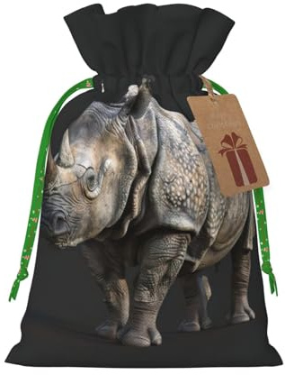 Bolsas de regalo de Navidad con estampado de rinoceronte animal, saco festivo de Navidad, fiesta de cumpleaños, embalaje de regalo
