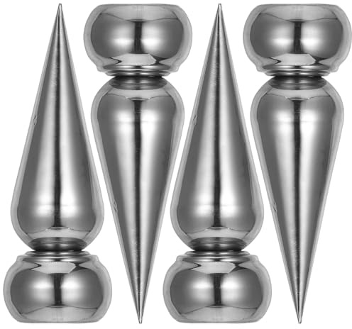 Mikikit 4 Pezzi Punte per Recinzioni in Acciaio Inossidabile 25Mm Terminali Decorativi a Forma di Cono per Pali da Giardino Accessori per Recinzioni Esterne e Balconi Protezione e