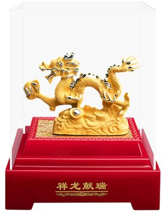 2024 Anno Drago Figura Alta 16,5 Cm Statua Vintage Stile Cinese Acrilico, Espositore, Bambola della, Festa di Primavera, Decorazione, Successo, Souvenir, Lega di Zinco