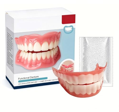 YULZAK Dentures Cosmetic Veneer Fake Teeth False Teeth Veneers White Dentures for Women Men Comfortable Protect Your Tooth and Regain Confident Smile with 50g Teething Gel（A）