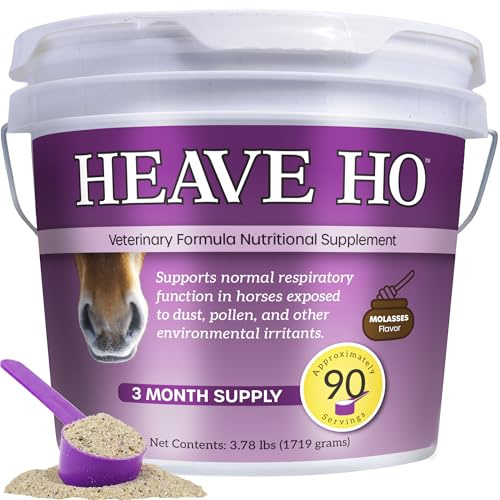HEAVE HO Equine Respiratory Support Supplement for Horses, Nutritional Airway & Immune Support, Herbal Blend with Vitamins & Minerals, Molasses Flavor, 90 Servings