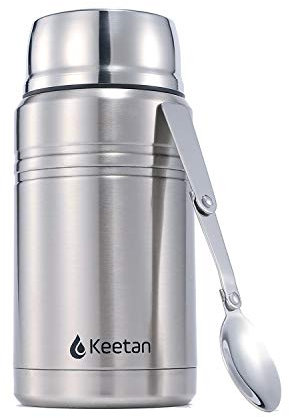 Keetan Boîtes Alimentaires isothermes, Récipient Alimentaire Isotherme Acier Inoxydable, 500-750 ML, Repas Chaud ou Froid sans BPA avec Une cuillère Pliante
