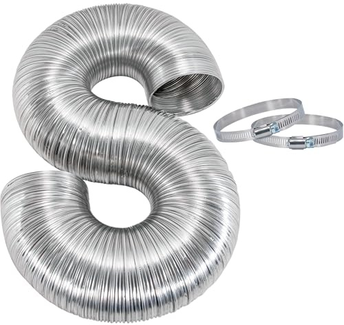 Eastman 8 Foot ArmorFlex Dryer Vent, Flexible Aluminum Duct with Clamps, Semi-Rigid, 69028