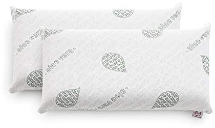 Textilhome Set 2 Cuscini Memory Foam Cervicale 70 cm – Cuscini per Letto e per Dormire, Tessuto in Aloe Vera, Nucleo in Visco Puro 100% – Rivestimento con Cerniera, Termoregolato e Adattivo