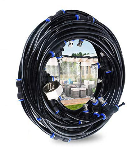 Hydrogarden Kit Nebulizador Terraza, 8M 9 Boquilla Kit de Riego Automático Sistema de Nebulización Refrigeración con Manguera Duradera y Boquillas Extraíbles para Jardín Terraza Invernadero