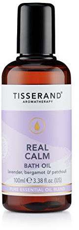 Tisserand Real Calm Bath Oil - 100ml | Lavender, Bergamot, Patchouli Essential Oil Blend, 100% Natural Pure Essential Oils, Uncompromising Quality, Certified Vegan