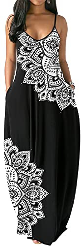 PADOLA Mujer Vestidos Casual Vestidos sin Tirantes V Cuello Playa Largos Bohemios Maxi Vestido Playa Verano (S, 2 Flor Blanca 2)