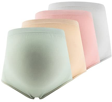 ACMEDE 4 PCS Culottes Grossesse Taille Haute Coton Réglable Maternité Slip Confortable Enceinte Grande Taille sous-Vêtements Slip de maternité pour Femme
