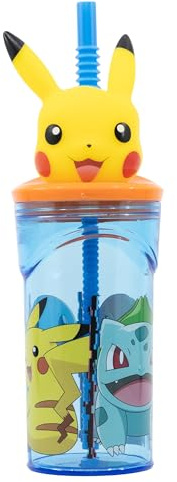 Stor GOBELET RÉUTILISABLE POUR ENFANTS EN PLASTIQUE SANS BPA 430 ML AVEC FIGURINE 3D SUR LE COUVERCLE | POKEMON DISTORSION, Bleu