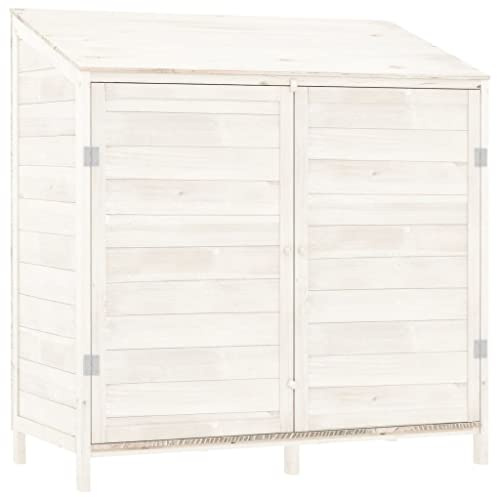 vidaXL Solid Fir Wood Garden Shed - Outdoor Storage with Ample Space - White, 102x52x112 cm