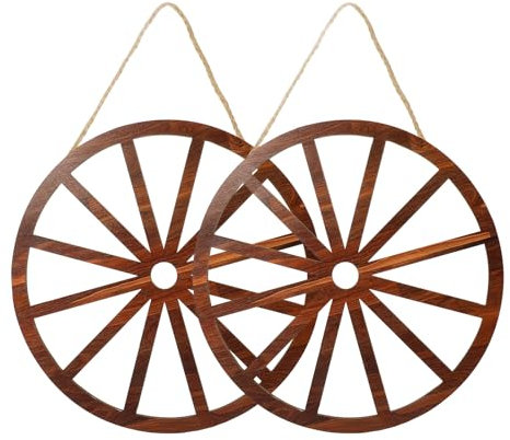 FOMIYES 2 StüCk Wagenrad Holzdeko - Rustikale Wanddekoration Aus Holz FüR Bar, Garage, Garten, Hochzeit Und Western-Party