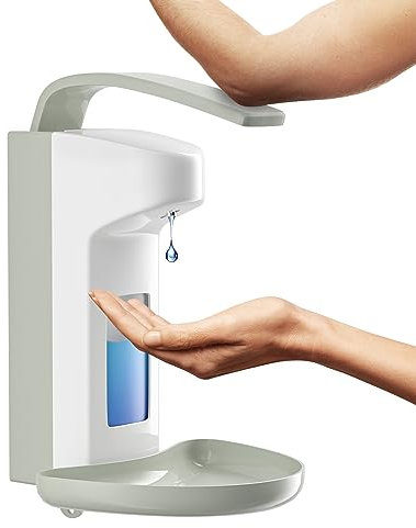 RDJ-DISPENSER Eurodispenser, soap dispenser, wall mounted, disinfectant dispenser, aluminium and hand soap, soap dispenser, white, shower gel dispenser, 500 ml