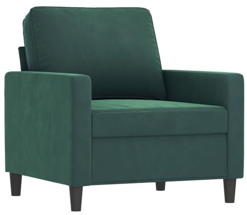vidaXL Sessel, Sofa Relaxsessel mit gepolstertem Sitz Armlehnen, Fernsehsessel Loungesessel Metallgestell, Polstersessel Ruhesessel für Wohnzimmer, Dunkelgrün Samt