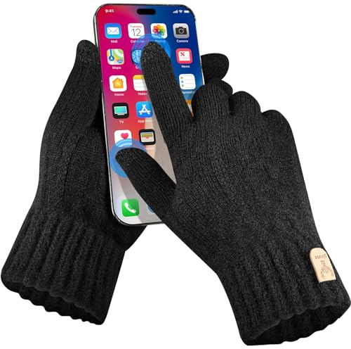 SELBATON Guantes cálidos de invierno de punto, guantes suaves para conducir, ciclismo, escribir, pescar, correr, esquí, para hombres y mujeres