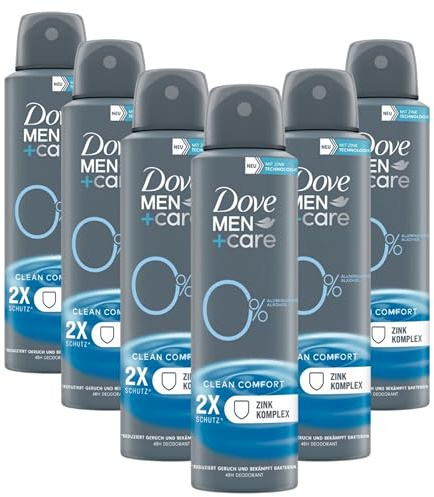 Dove Men+Care Deodorant Spray Clean Comfort Deo ohne Aluminium schützt 48 Stunden vor Körpergeruch 150 ml 6 Stück