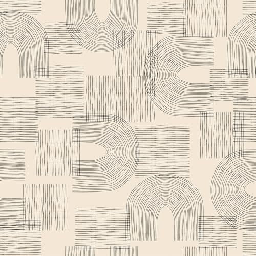 Livelynine Carta da Parati Adesiva Muro Beige Disegno Geometrico Chiaro Carta Adesiva per Mobili Cucina Fantasia Geometrica Impermeabile Carte Parati Adesive Muro Camera da Letto Moderna 44.5CMx2M