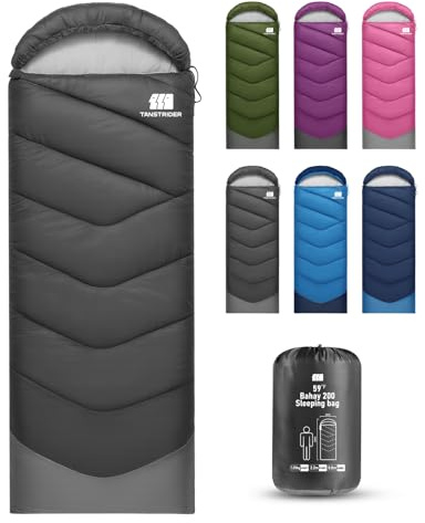 TANSTRIDER Sleeping Bags for Adults Warm Weather,3-4 Season 3lb Lightweight Sleeping Bag for Kids Girls Boys with Compression Sack,Camping Essentials Gear, Hiking,Travel,Backpacking,Outdoor & Indoor