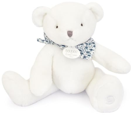 Doudou et Compagnie - L'OURS DOUDOU - Peluche Ours Blanc - Pour Enfants dès la Naissance - 25cm - Apaisant et Réconfortant - Garantie Doudou Perdu - Cadeau Naissance pour Filles et Garçons - DC4160
