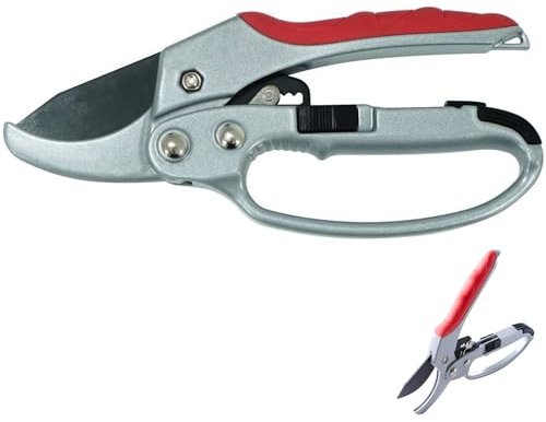 Sécateur à cliquet de 20 mm, Sécateur de Jardin, Cisaille Coupe Branches à Cliquet, Lame en acier au carbone