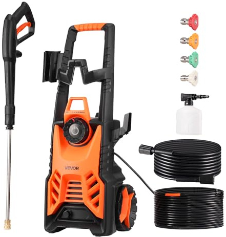 VEVOR Electric Pressure Washer, Max 4500 PSI and 3.2 GPM with Pressure Adjustment, High Power Pressure Cleaning Machine with 4 Quick Connect Nozzles, for Cars/Fences/Driveways/Patios/Home Cleaning