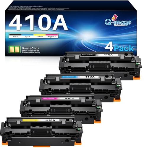 Q-image 410A Toner Kompatibel für HP 410X 410A Multipack CF410A CF410X Druckerpatronen für HP MFP M477fdw Toner Color LaserJet Pro MFP M477fdw M477fdn M452nw M377dw M452dn M452dw M477dw M477 (4-Per)