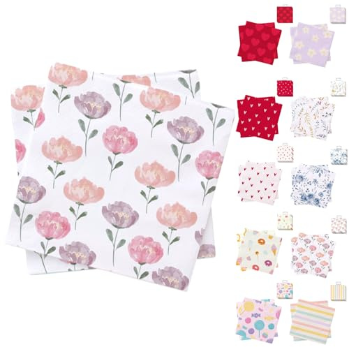 ANDINUS Set de 40 Servilletas de Papel 33x33 cm Decoradas – Diseños Divertidos, Modernos y Coloridos para Fiestas, Cumpleaños, Eventos, Oficina y Uso Diario (Floral)
