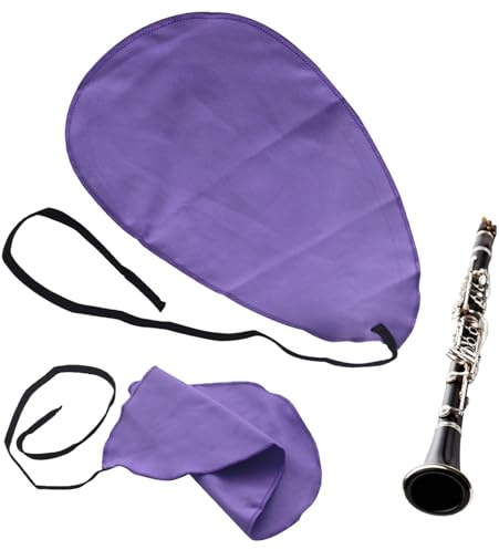 DCYQAIN 2 Pack Clarinet Swab, Pull Through Cleaning Cloth with Weighted Rope, Lint-Free Fleece Woodwind Cleaner for Clarinet Flute Piccolo Saxophone (Purple)
