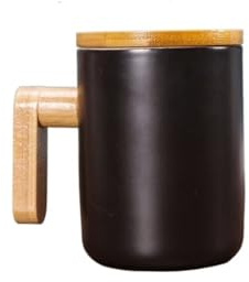 Keramisk kaffemugg 380ml kreativa keramiska kaffemuggar med handtag och lock hemmakontorsmugg varmvattenmugg dricksglas Kaffekoppar(Black)