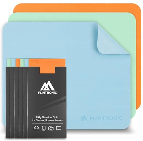 flintronic 6PCS Chiffons de Nettoyage en Microfibre pour Lunettes et Écrans, Lavables et Réutilisables, pour Smartphone, Tablette, Lentilles, Appareil Photo, Télévision(15x18 cm)
