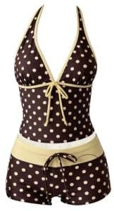 Y2k Vintage 2-delad bikiniset kokett grimma tankini topp med shorts för kvinnor