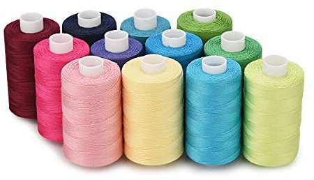 Simthread Baumwoll Nähgarn Quiltgarn für Nähen und Quilten Maschinen - 550 Yards/spule, 12 Helle Farben