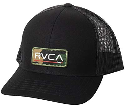 RVCA Adjustable Snapback Curved Brim Trucker Hat Gorro/Sombrero, Camionero Curvado/Camuflaje Negro, Talla única para Hombre