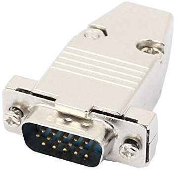 New Lon0167 DB15 15 Pines 3 Filas Adaptador de Conector convertidor VGA Macho w Conjunto de Carcasa de Metal(DB15 15 Pins, 3-reihiger VGA-Stecker-Adapterstecker mit Metallgehäuse