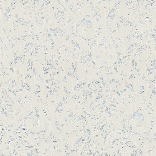 Barock tapet Profhome 306601-GU textiltapet strukturerad med ornament glänsande grå silver 5,33 m2