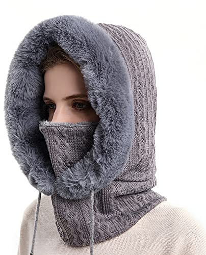 TAGVO Sturmhaube Gesichtsmaske Damen, Warme Balaclava Gesichtsmaske Winddichte Vollgesichtsmaske, Verstellbare Skimaske Kapuzenschal, Winter Fleecemütze für Skifahren Radfahren - Universalgröße