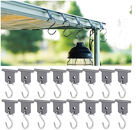 JNNJ Lot de 16 Crochets en S pour Auvent Camping-Car, Accessoires Auvent Caravane RV, pour Camping Car Caravane Fournitures Intérieures Extérieures Tente de Noël(Gris)
