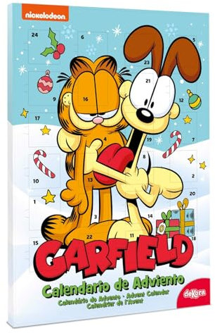dekora - Calendario de adviento Garfield - Con 24 chocolatinas - Total 50GR - Chocolate con leche - Colorantes Naturales - Especial Navidad
