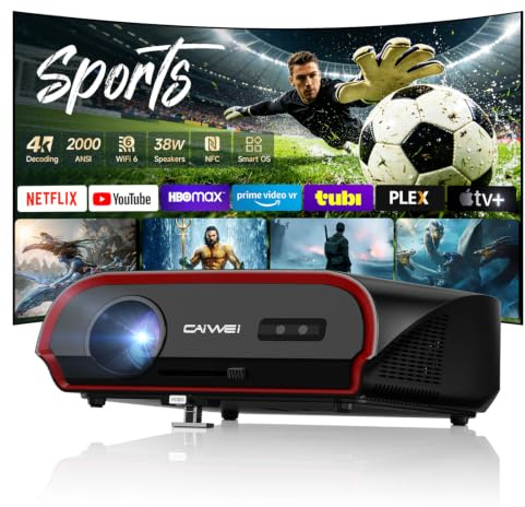 Daytime 4K Smart Projector 1800 ANSI Ultra Bright, Android TV 11.0 Home Theater Projector with WiFi6 and Bluetooth, HDMI, USB, WLAN, Ceiling Mount for Games Consoles, Business, Artwork, Golf Simulator