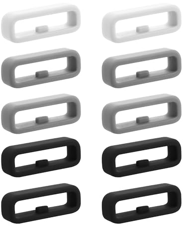 kwmobile Klockarmband 10 stycken, kompatibla med smartwatch-rem 20 mm (universal), av silikon, grå, svart, vit