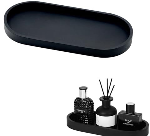 NHP Vassoio Decorativo,Vassoio Portaoggetti,Vassoio Bagno,Decorazioni Bagno,Vassoio Bagno portaoggetti,Vassoio Silicone Nero,Facile da pulire,per Vanità Vasca da Bagno Lavello Della Cucina E Bagno