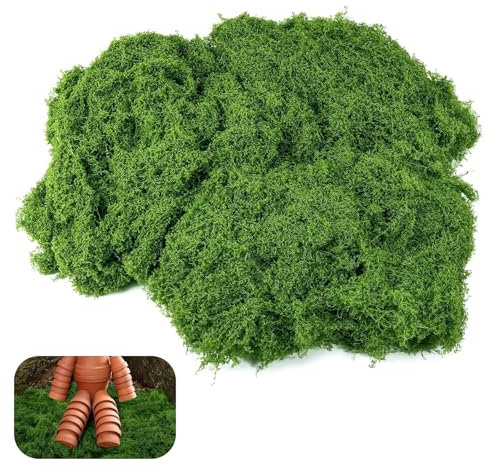 NCZCDZSW Kunstmoos zum Dekorieren 200g Polyesterfasern Deko Künstliches Moos Bastelmoos Fake Moos für Blumenarrangement Garten Terrarien Basteleien Aquarium Mooskränzen Dunkelgrün