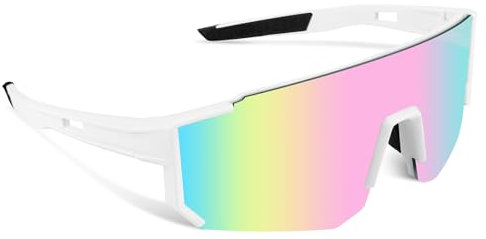 KUOFANY Schnelle Brille Rave,Fahrradbrille für Herren und Damen,Sportbrille mit UV400 Schutz, Winddichte Rennrad Brille,Sportbrille Kinder,Schnelle Brille Pink für Sport und Freizeit