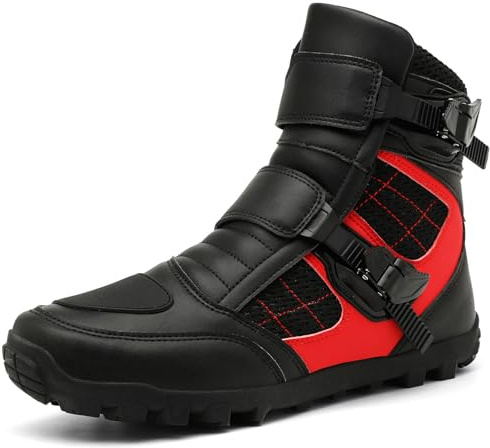 Hiuzylqx Motorradschuhe Herren wasserdichte Motorradstiefel Damen Tourenstiefel Schuhe Casual Motorrad mit Knöchelstütze, Schaltpolster,Schwarz,40 EU