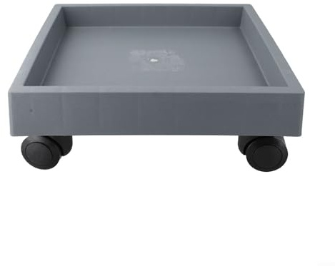 Sottovaso quadrato mobile per piante in vaso, supporto per piante in vaso da esterno, sottobicchiere con ruote, supporto in plastica resistente alle intemperie, grigio (interno 23,5 cm)