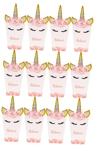 VALICLUD 12piezas Cubo De De Maíz De Papel Diseño De Unicornio Divertidas Cajas De Almacenamiento Para Guardar De Maíz Eventos