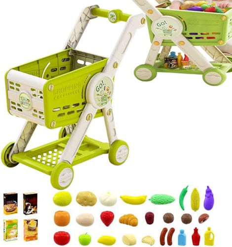 Carrito De Compras Bebé Juguete - Juego De Carrito De Compras con Accesorios De Alimentos | Accesorios Cocina Clasificación Juego De Roles Niñas 1-3 Años Casa Muñecas