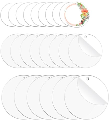 24 stycken akrylskivor runda med hål, klara runda akrylplattor | 5 cm/7,6 cm/10 cm akrylnyckelknippa cirkel, 2 mm tjocka runda akrylskivor, för målning, dekorativa hängen