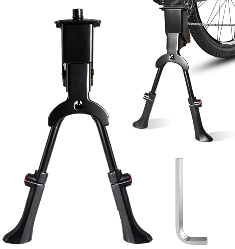 Necdeol Supporto per bicicletta a due gambe, doppio supporto per bicicletta, 24 – 29 pollici, portata 30 kg, per bicicletta da città, mountain bike e bici da trekking