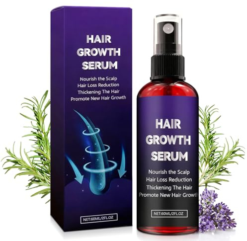 Spray Siero Crescita Capelli per la Crescita dei Capelli per Uomo/Donna, Anticaduta Hair Growth Serum Spray con Estratto di Rosmarino, Non Grasso, Cura Delicata Per Tutti i Tipi Di Capelli, 60ml